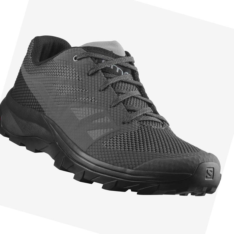 Grey / Black Salomon OUTLINE Men's Hiking Shoes | HEWIONX-02