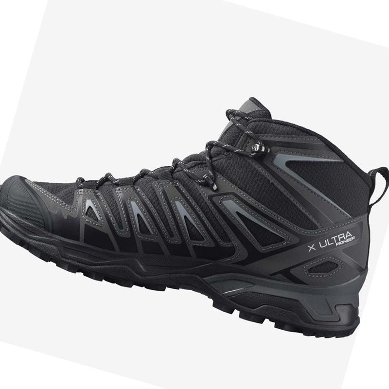 Grey / Black Salomon X ULTRA PIONEER MID CLIMASALOMON™ WATERPROOF Men's Hiking Shoes | HKPJFTO-02