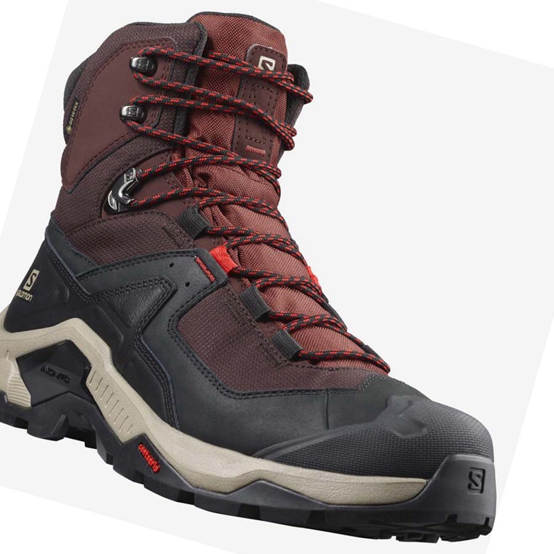 Grey / Red Salomon QUEST ELEMENT GORE-TEX Men's Hiking Shoes | EULINQP-01