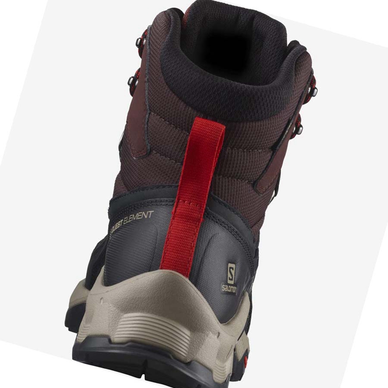 Grey / Red Salomon QUEST ELEMENT GORE-TEX Men's Hiking Shoes | EULINQP-01