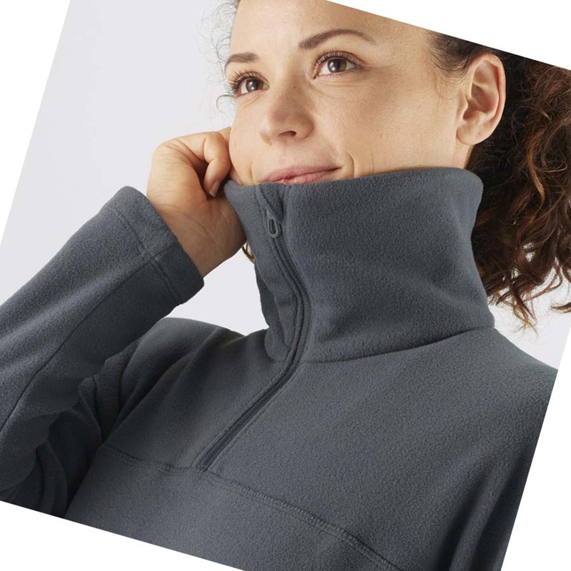 Grey  Salomon ESSENTIAL COSY FLEECE Women's Hoodie | LUCVSYX-50