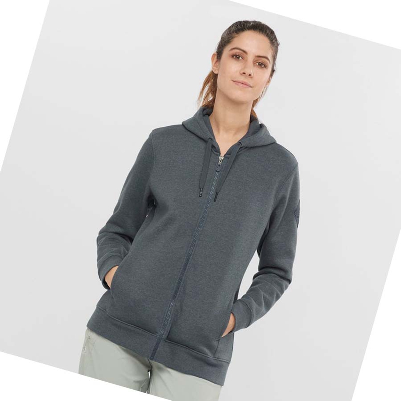 Grey  Salomon ESSENTIAL WARM SALOMON Women's Hoodie | TVNGBRP-89