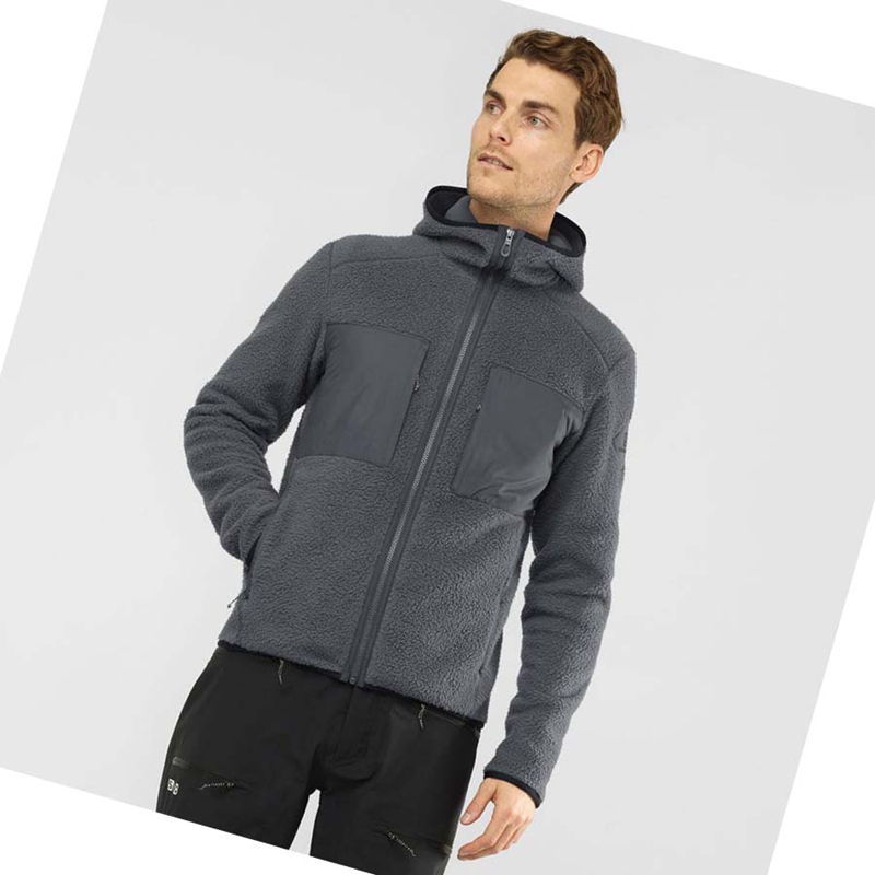 Grey  Salomon ESSENTIAL WARM TEDDY Men's Hoodie | ZVLDRGF-59