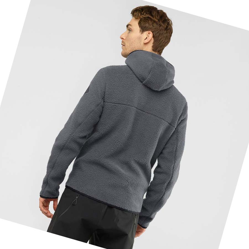 Grey  Salomon ESSENTIAL WARM TEDDY Men's Hoodie | ZVLDRGF-59