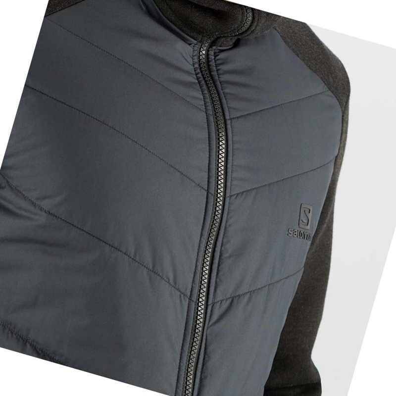 Grey  Salomon ESSENTIAL XWARM HYBRID Men's Hoodie | WFMCPDX-04