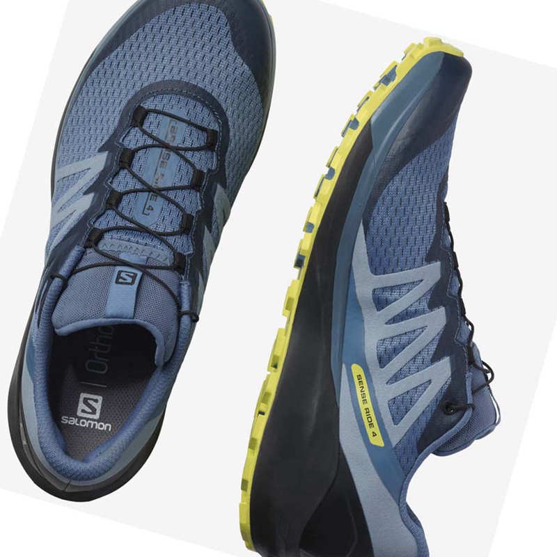 Grey  Salomon SENSE RIDE 4 Men's Trail Running Shoes | ELMCIBH-90