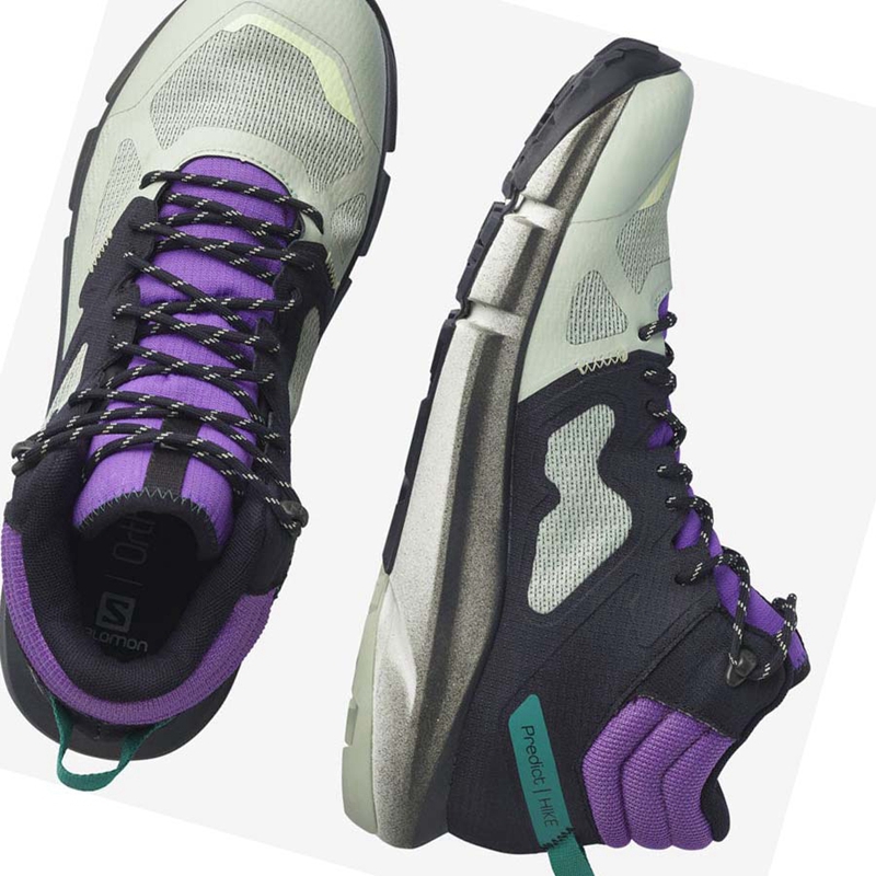 Mint / Purple  Salomon PREDICT HIKE MID GORE-TEX Men's Hiking Shoes | KAYQWVE-10