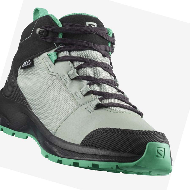 Mint Salomon OUTWARD CLIMASALOMON™ WATERPROOF Kids' Hiking Shoes | VUACNZF-93