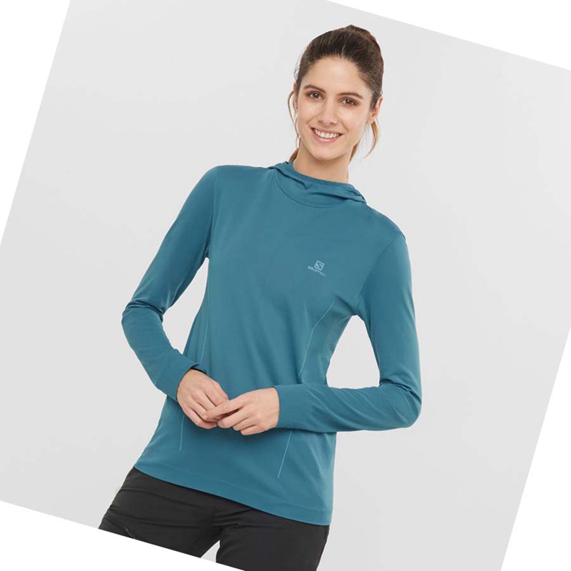 Navy Salomon ESSENTIAL SEAMLESS Women's Hoodie | ZFSMUPC-31