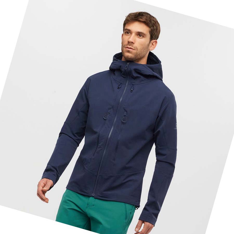 Navy Salomon OUTPEAK SOFTSHELL Men's Jackets | HRCLSZK-75