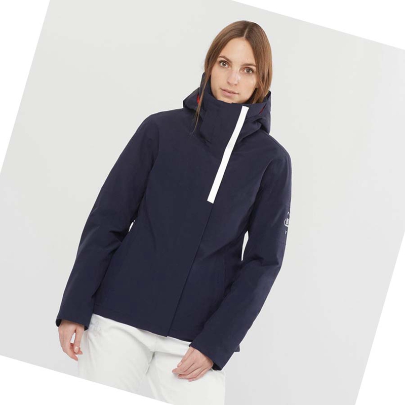 Navy Salomon SPEED Women's Ski Jackets | LFWPSOV-93