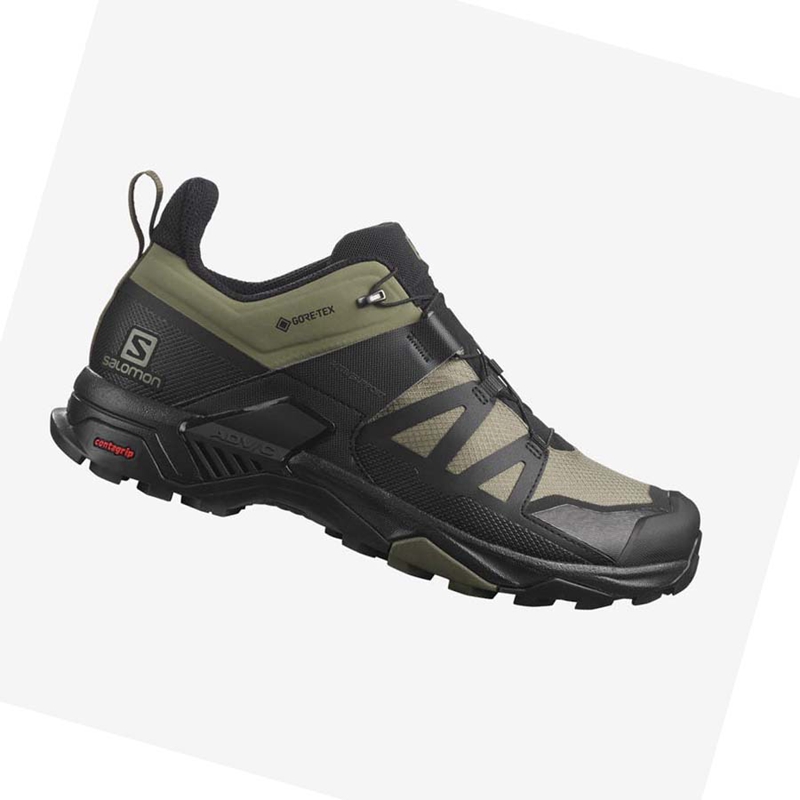 Olive / Black Salomon X ULTRA 4 WIDE GORE-TEX Men\'s Hiking Shoes | YKTHBDN-93