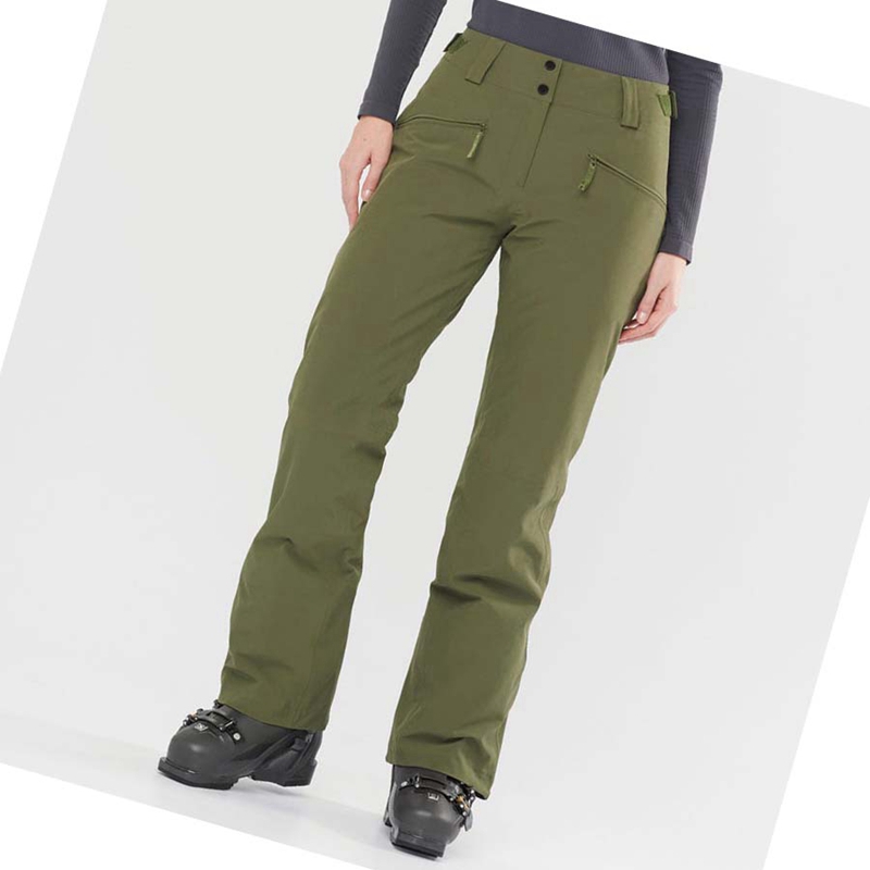 Olive Salomon EDGE Women's Ski Pants | ERTJCAK-69