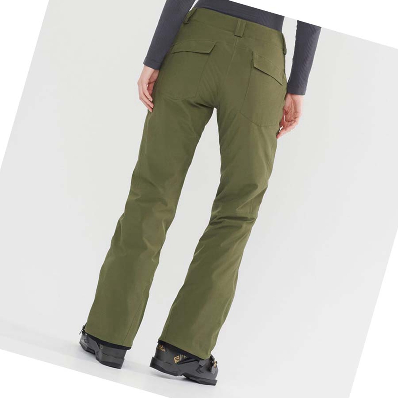 Olive Salomon EDGE Women's Ski Pants | ERTJCAK-69