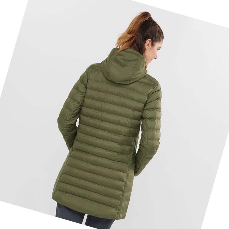 Olive Salomon ESSENTIAL XWARM LONG INSULATED Women's Jackets | LIKVWAD-94