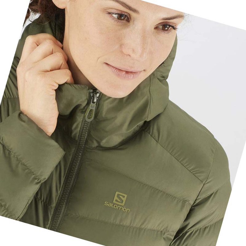 Olive Salomon ESSENTIAL XWARM LONG INSULATED Women's Jackets | LIKVWAD-94