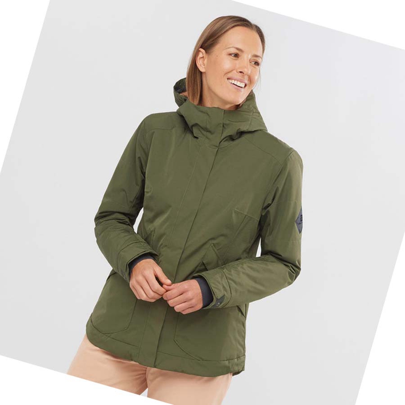 Olive Salomon SNOW REBEL Women's Ski Jackets | EANOKQM-13