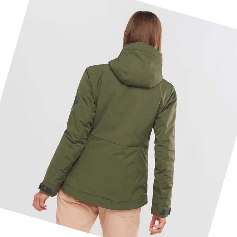 Olive Salomon SNOW REBEL Women's Ski Jackets | EANOKQM-13