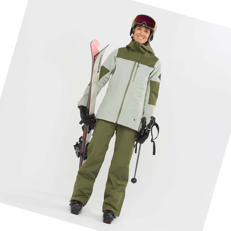 Olive Salomon STANCE 3L BIB Women's Ski Pants | LKXOFWI-92