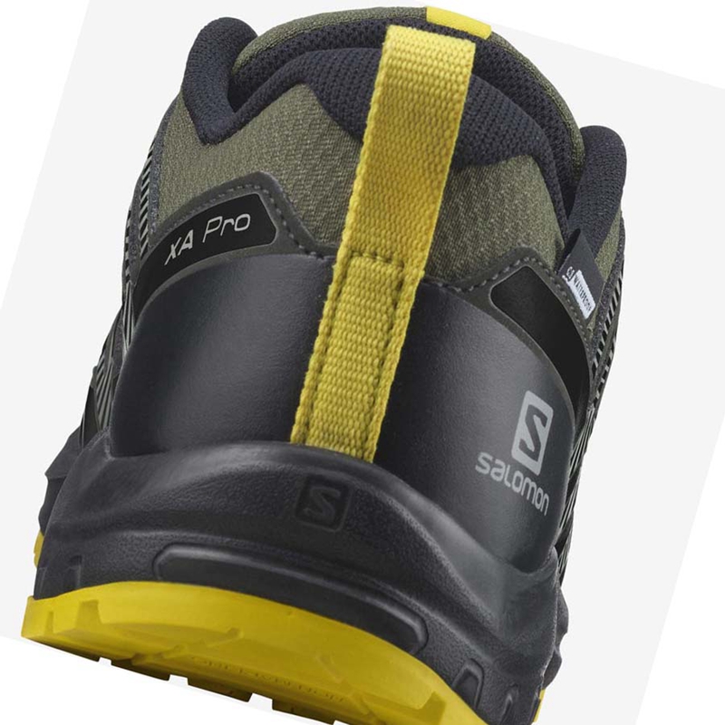 Olive Salomon XA PRO V8 CLIMASALOMON™ WATERPROOF Kids' Trail Running Shoes | PEXNWZY-62