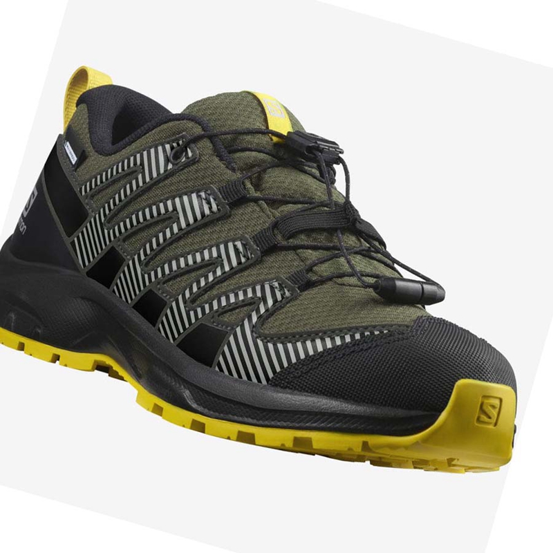 Olive Salomon XA PRO V8 CLIMASALOMON™ WATERPROOF Kids' Hiking Shoes | VRJZNLT-56