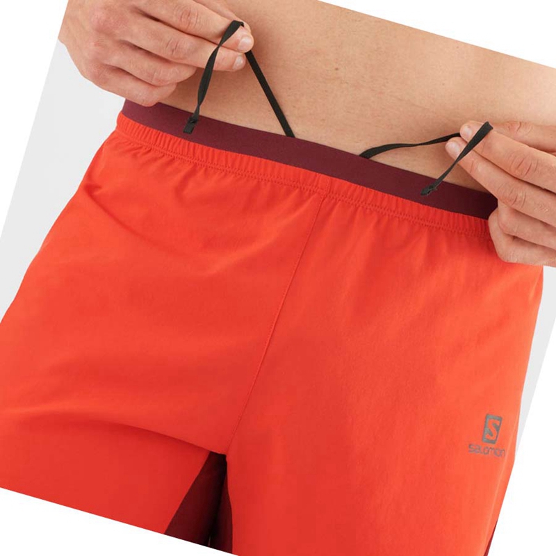 Orange Salomon CROSS 5'' Men's Shorts | JNMUSWO-01