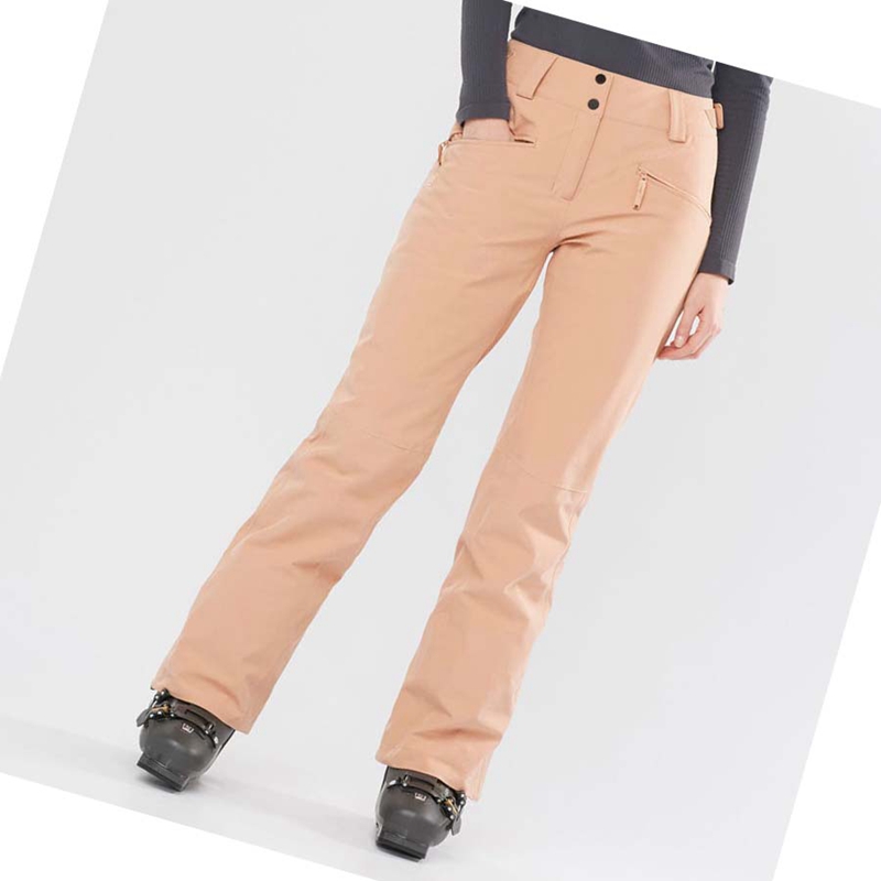 Pink Salomon EDGE Women's Ski Pants | RPNZLAV-59