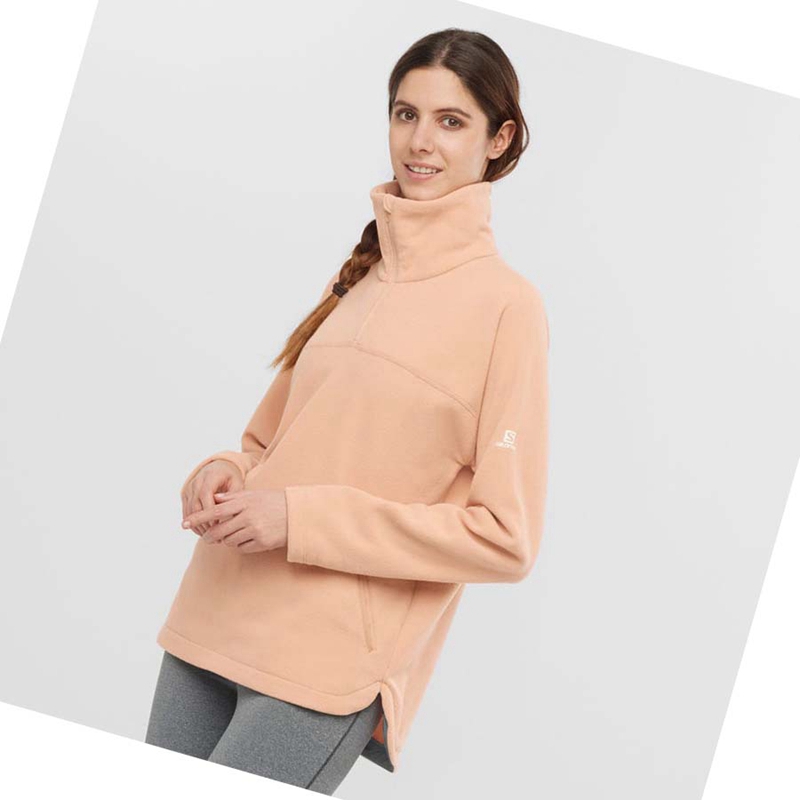 Pink Salomon ESSENTIAL COSY FLEECE Women's Hoodie | LAJUVTE-83