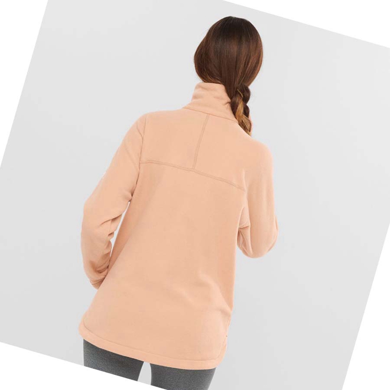 Pink Salomon ESSENTIAL COSY FLEECE Women's Hoodie | LAJUVTE-83