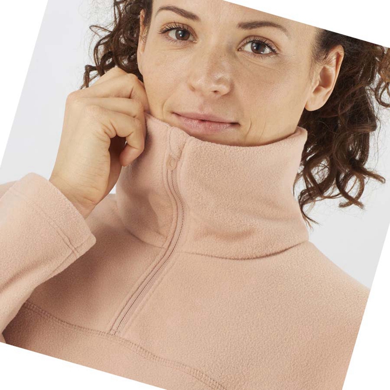 Pink Salomon ESSENTIAL COSY FLEECE Women's Hoodie | LAJUVTE-83