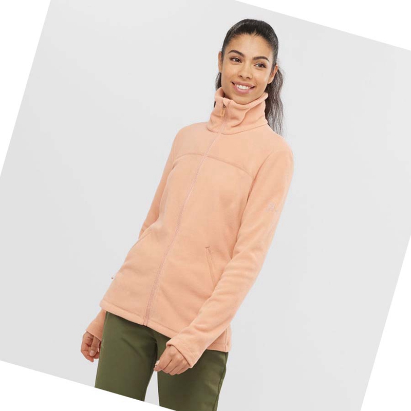 Pink Salomon ESSENTIAL COSY FLEECE Women's Hoodie | ZGCAEHY-47