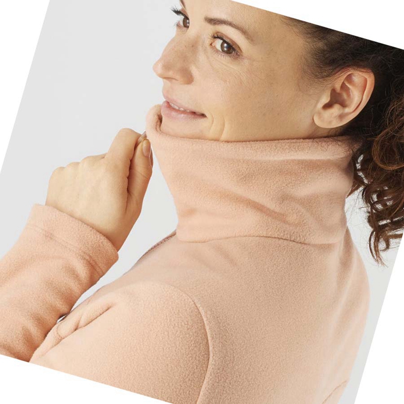 Pink Salomon ESSENTIAL COSY FLEECE Women's Hoodie | ZGCAEHY-47