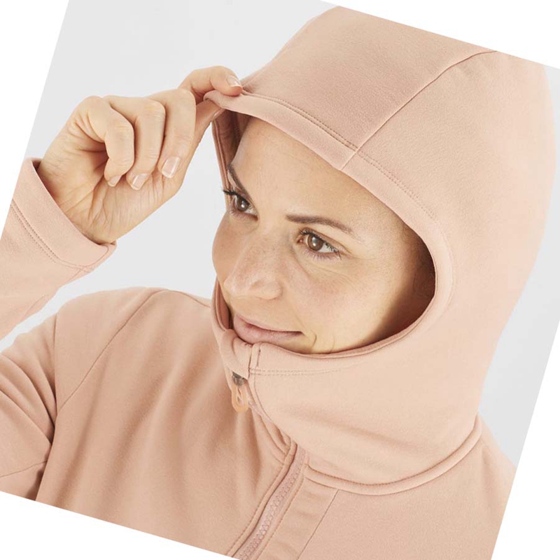 Pink Salomon ESSENTIAL XWARM Women's Hoodie | MSONIEW-43