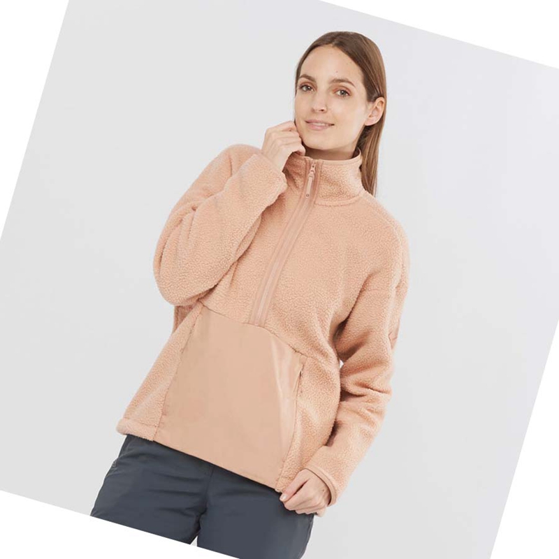 Pink Salomon SNOWSHELTER TEDDY Women's Hoodie | ZYVWAUK-68