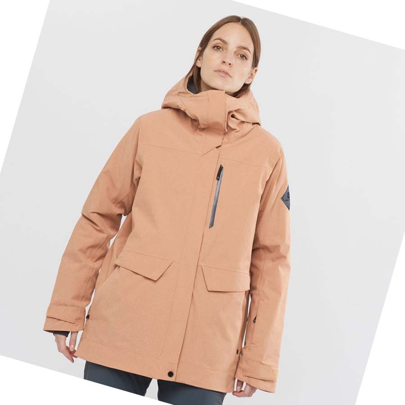 Pink Salomon STANCE CARGO Women's Ski Jackets | QIFBYKN-07