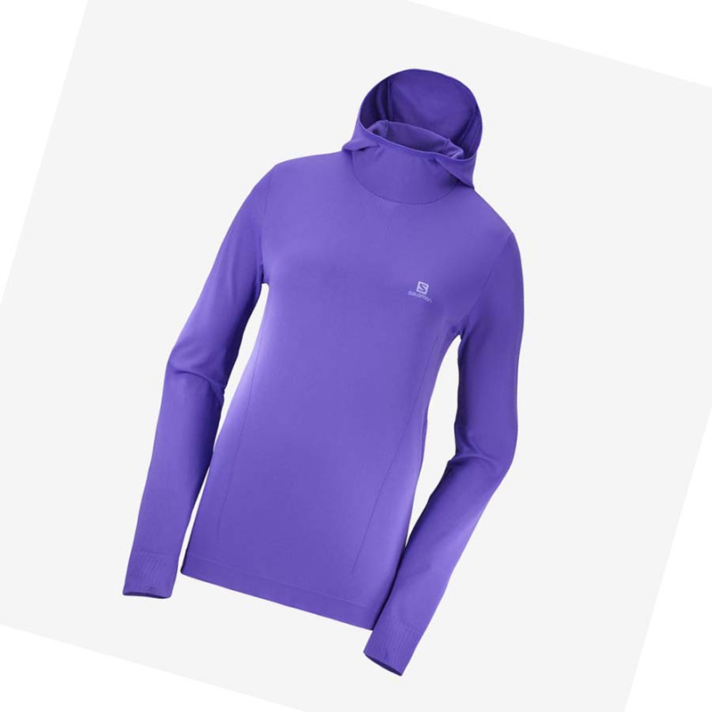 Purple Salomon ESSENTIAL SEAMLESS Women\'s Hoodie | MJSDIVA-36