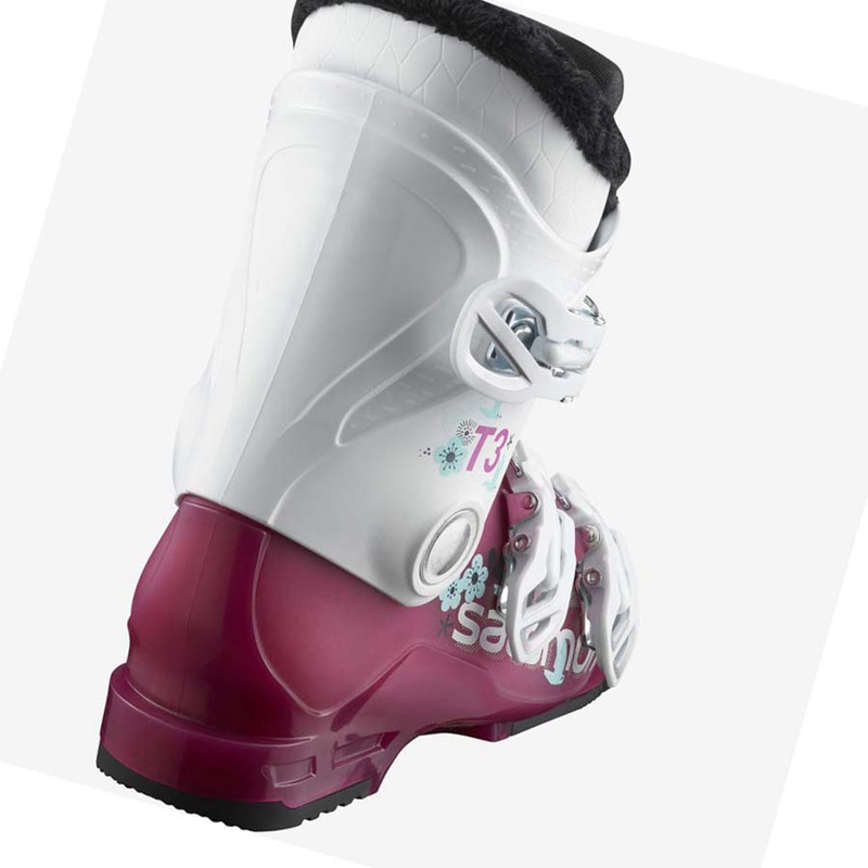 Purple / White  Salomon T3 RT GIRLY Kids' Ski Boots | WVOTFUI-57