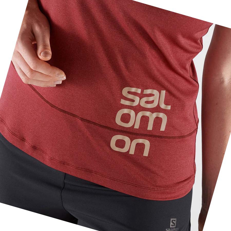 Red Salomon CROSS RUN GRAPHIC Women's T Shirts | DMFVUTN-47