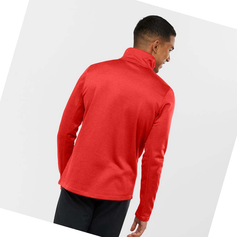 Red Salomon ESSENTIAL LIGHTWARM HEATHER Men's Hoodie | HGXVFNY-62