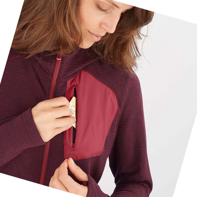 Red Salomon ESSENTIAL LIGHTWARM HOODED Women's Hoodie | RWVKZEG-31