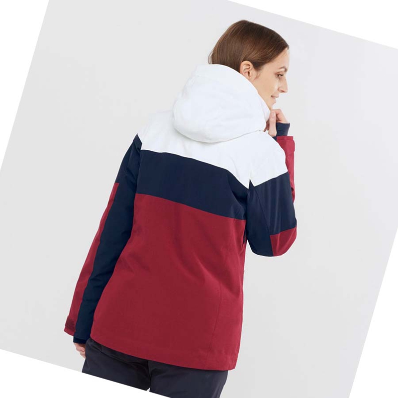 Red Salomon SLALOM Women's Ski Jackets | TLYSUKF-86