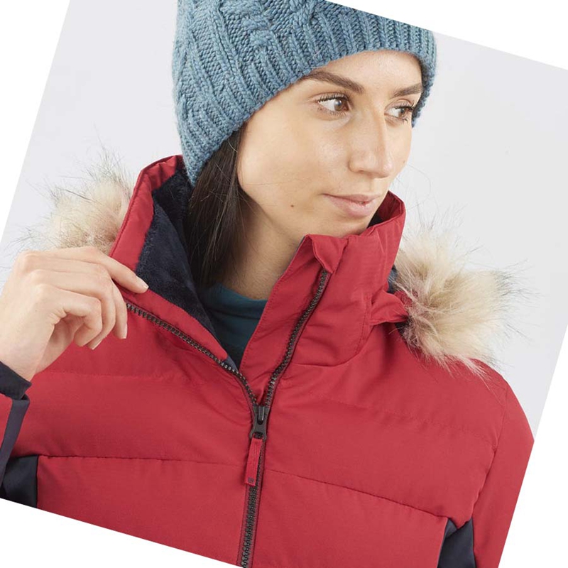 Red Salomon STORMCOZY Women's Ski Jackets | LQVAYIF-40