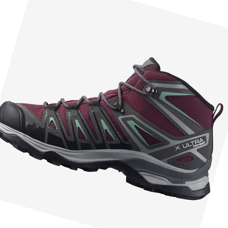 Red Salomon WoX ULTRA PIONEER MID CLIMASALOMON™ WATERPROOF Women's Hiking Shoes | KPWTHUE-74