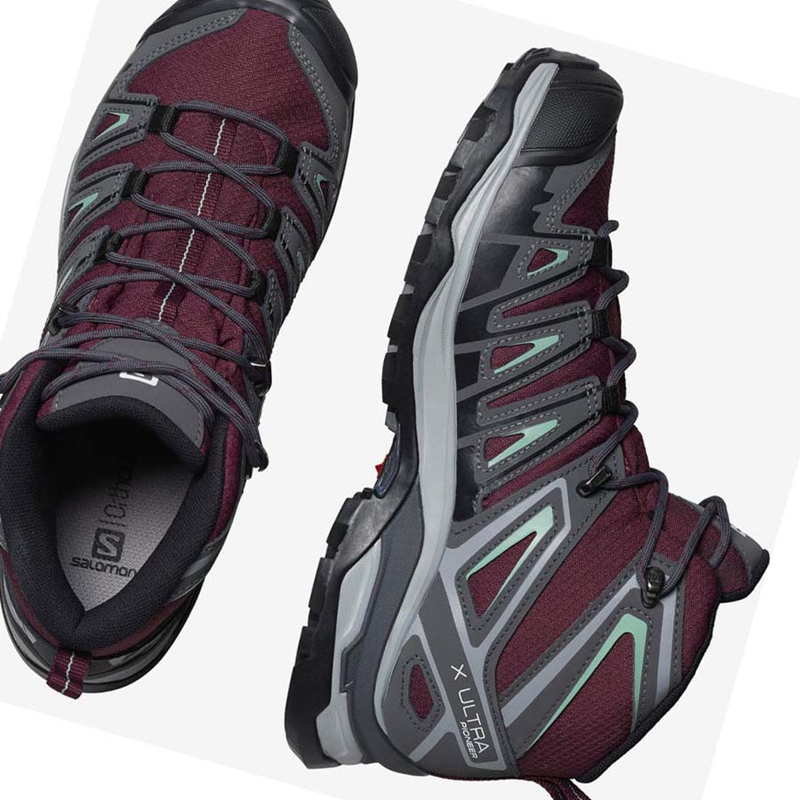 Red Salomon WoX ULTRA PIONEER MID CLIMASALOMON™ WATERPROOF Women's Hiking Shoes | KPWTHUE-74