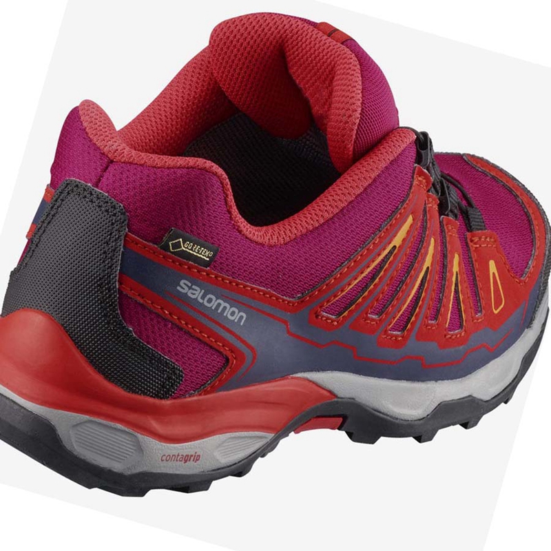 Red Salomon X-ULTRA MID GORE-TEX Kids' Hiking Shoes | HFOABGK-27