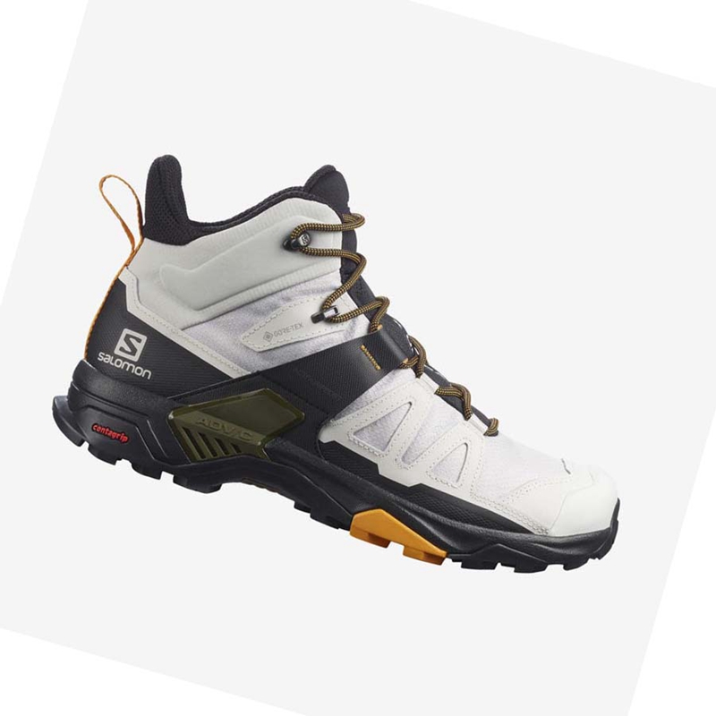 White / Black Salomon X ULTRA 4 MID GORE-TEX Men\'s Hiking Shoes | QVJWUOX-91