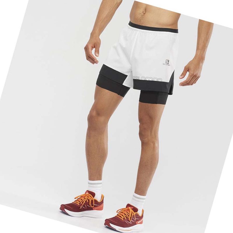 White Salomon CROSS 2IN1 Men's Shorts | OZVCHRS-19