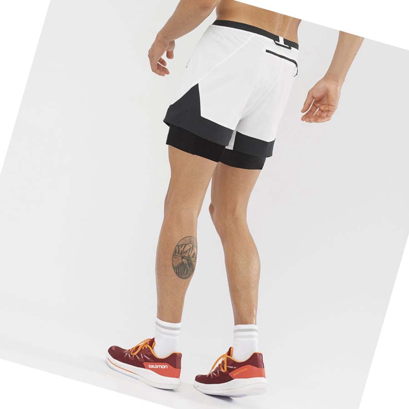 White Salomon CROSS 2IN1 Men's Shorts | OZVCHRS-19