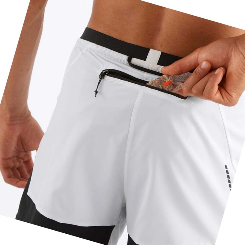 White Salomon CROSS 2IN1 Men's Shorts | OZVCHRS-19