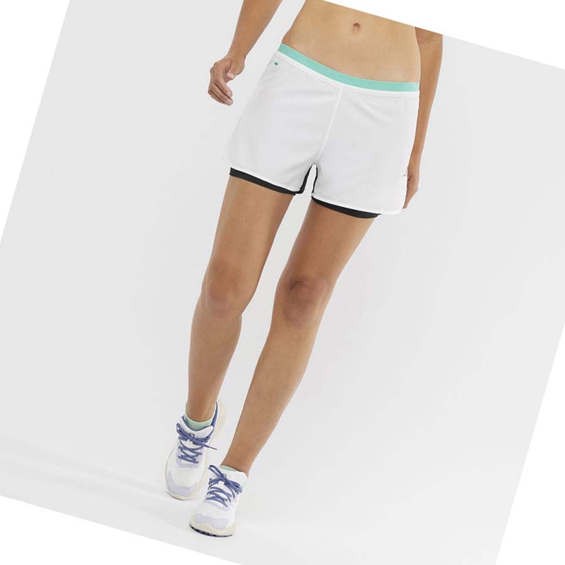 White Salomon CROSS 2IN1 Women's Shorts | NTFRJPU-01